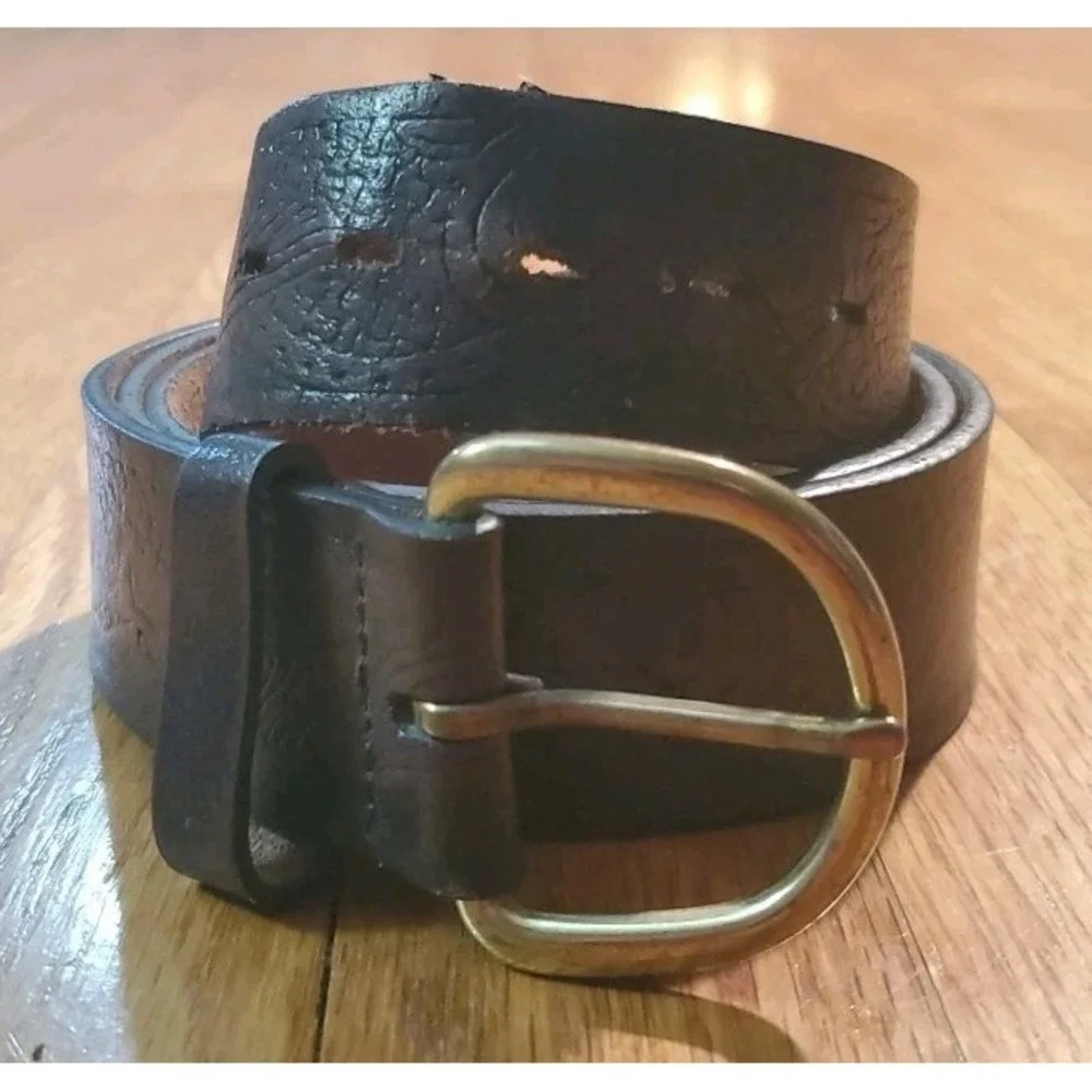 WRANGLER Brown Genuine Leather Western Belt Mens Size 40/100